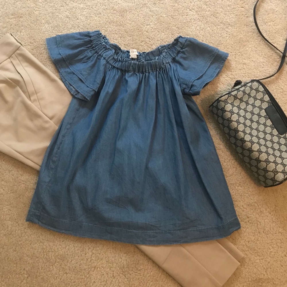 Ann Taylor LOFT Denim off the shoulder top